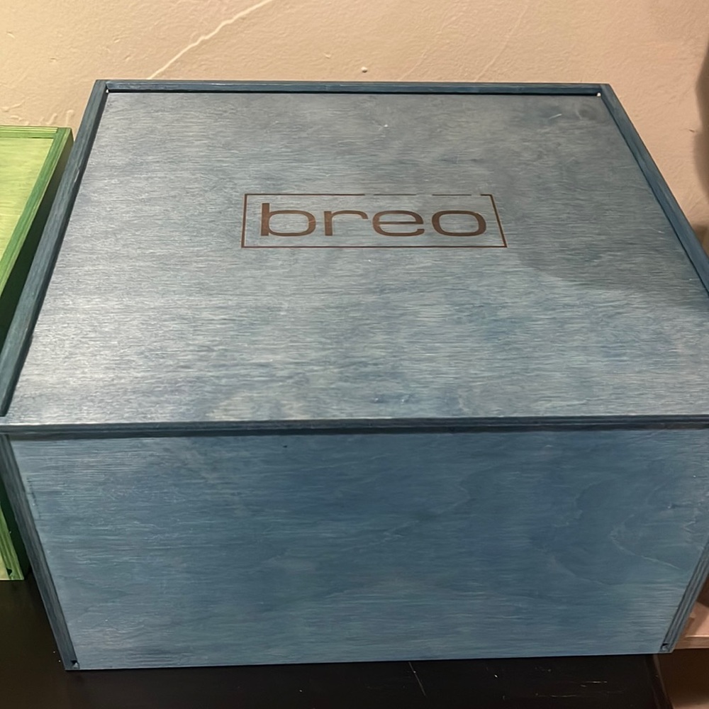 Blue empty Breo Box wood
